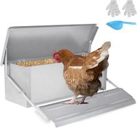 YUENFONG Mangeoire automatique pour poules, 10 kg, en acier galvanisé, avec pédale automatique et couvercle étanche, pour volailles