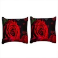 Lot de 2 Housses de Coussin carré Rose rouge belle 60x60cm (24 pouces environ) décoration de maison canapé lit