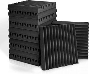 12 Panneaux Mousse Acoustique Noir Et Blanc – Isolation Phonique Studio SODIAL