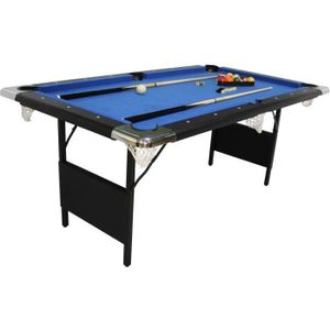 BILLARD Billard pliable - Noir et Tapis Bleu - Pour Enfant - Livré avec Accessoires