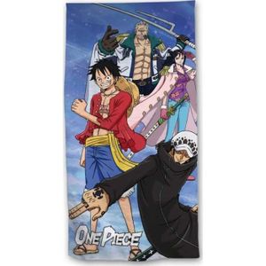 Manga Déco - Serviette de Bain Enfant Bleu One Piece Luffy - Drap