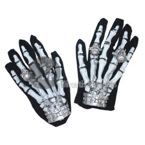 MELOP Gants demi-doigts unisexes avec motif squelette qui brillent dans le noir Halloween