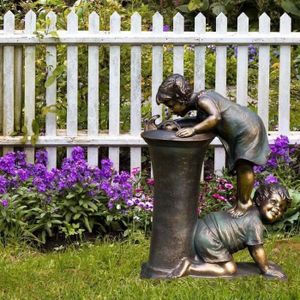 STATUE - STATUETTE   Drfeify Statue de jardin garçon et fille en résine