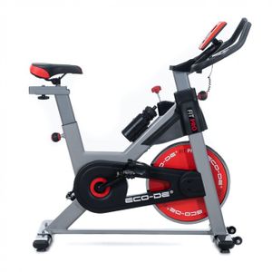 VÉLO DE BIKING Vélo de spinning ECODE Fit Pro - Résistance 18 kg - Cardiofréquencemètre - Écran LCD - Gris/Rouge