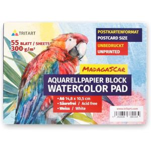 PAPIER A DESSIN TRITART Papier Aquarelle - Format A6-300g - 55 Feuilles - Blanc - Sans Acide - Papier Dessin - Papier peinture aquarelle - Bloc 206