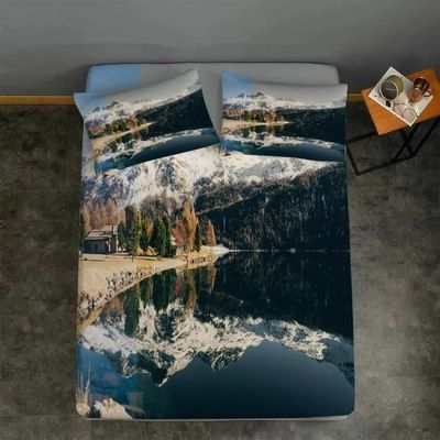 Drap Housse 90x190 Cm + 2 Taies - Parure Lit 1 Personne Motif Océan 3D En Microfibre, Poche Profonde 30 Cm