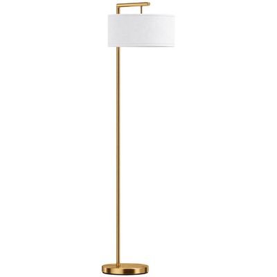 HOMCOM Lampadaire Sur Pied Salon 40W Acier Doré Abat-jour Conique Orientable Base Marbre 153 Cm