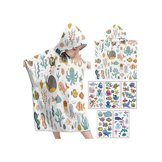 Acheter Serviette De Bain à Capuche Pour Enfants, Poncho De Bain à Séchage Rapide, Pour Plage Et Piscine