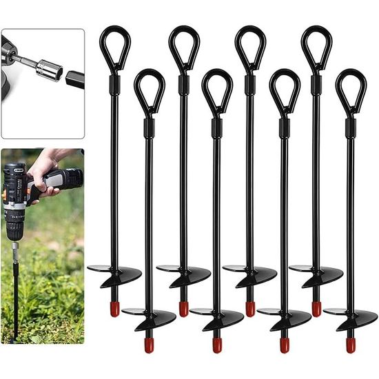 4 Ancrages Au Sol 10 Pcs En Acier Inoxydable 1 Cm Visser De Trampoline Comprenant 4 Sangles