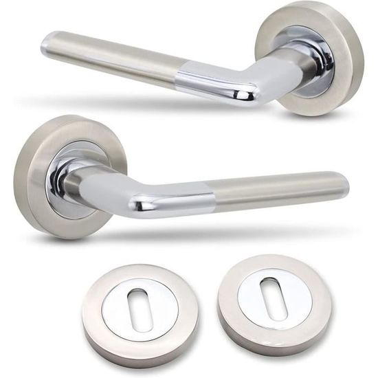 Poignée de porte droite ovale à levier avec rosace – Bicolore ...