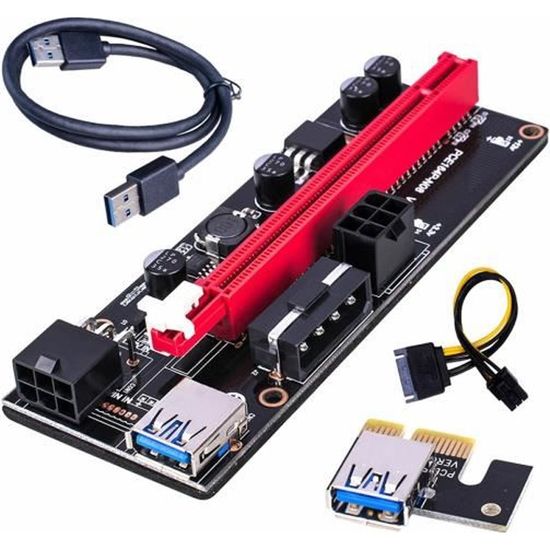 Carte graphique USB3.0 Câble d'extension PCIE, carte adaptateur 16X noir 009S câble USB