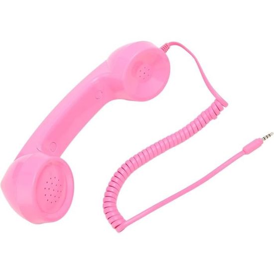 Combined Téléphonique Rétro Avec Fil - Branchement USB-C Et 3.5 Mm, Réduction Des Radiations - Pour Smartphone (Rose)