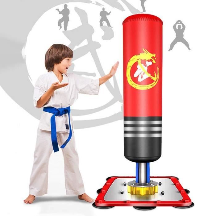 Sac de Frappe de Boxe pour Enfants, Sac de Frappe Taekwondo Fitness pour Enfants--Kick/Boxing/Fitness/Exercer/Rouge /1,32 m