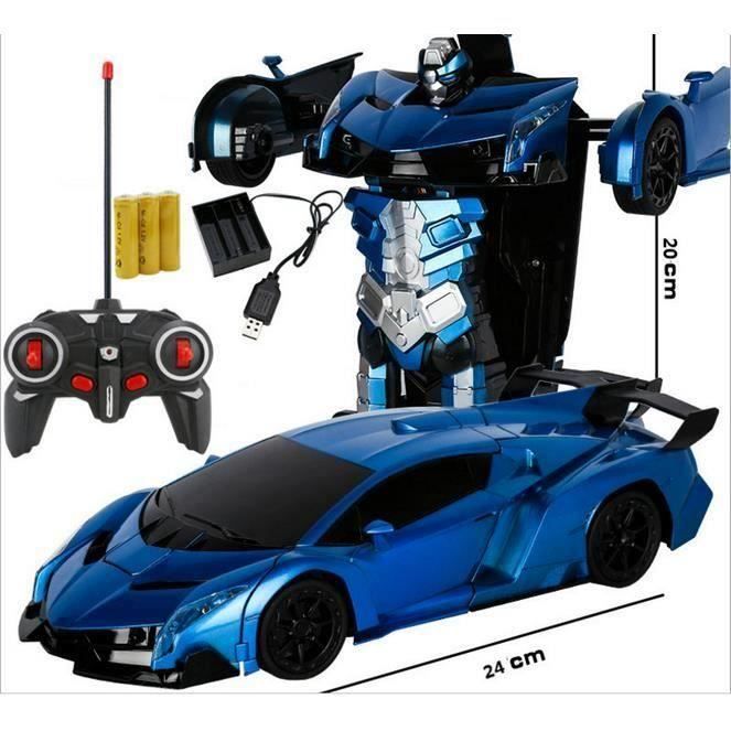 Voiture Télécommandée, Déformation Voiture Robot Jouet, Télécommande Robot Un Bouton Transformation Voiture Enfants Jouet Cadeau Ges