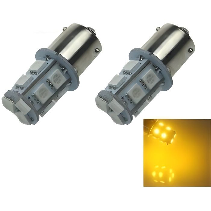 Ampoule BA15S LED P21W Orange Veilleuses pour Feux Clignotants Veilleuse 13 SMD