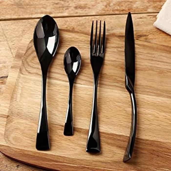 4 pièces set de noir couverts en acier inoxydable 18-10