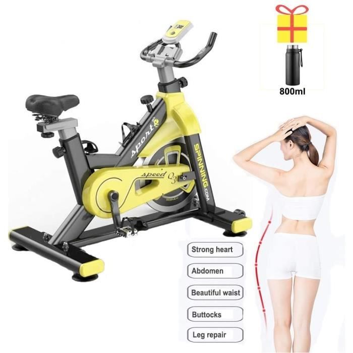 RVTYR Vélo d'appartement en acier inoxydable, roue d'inertie de 20 kg, siège réglable, pédale d'entraînement de fitness à la maison