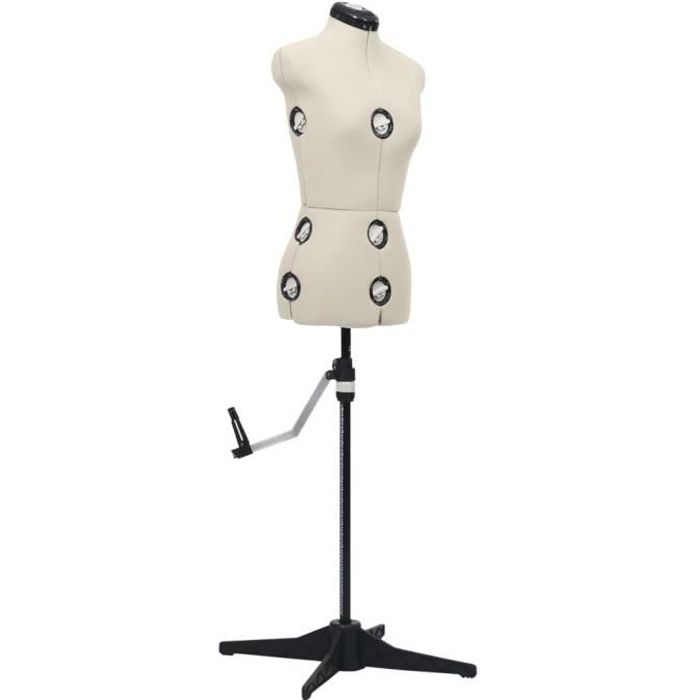 9809®Bon Mannequin de Couture,de Vitrine,de robe, Mannequin de robe ajustable pour femme Crème S Taille 33-40