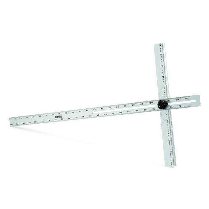AUSONIA - ÉQUERRE EN T EN ALUMINIUM DE 120 CM AVEC ANGLE RÉGLABLE, REFERMABLE POUR FACILITER LE TRANSPORT ET LE STOCKAGE. ÉPAISSE