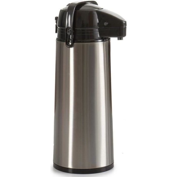 Distributeur Thermo en acier inoxydable. Tête et poignée en polypropylène noir. Capacité 1.9 litres