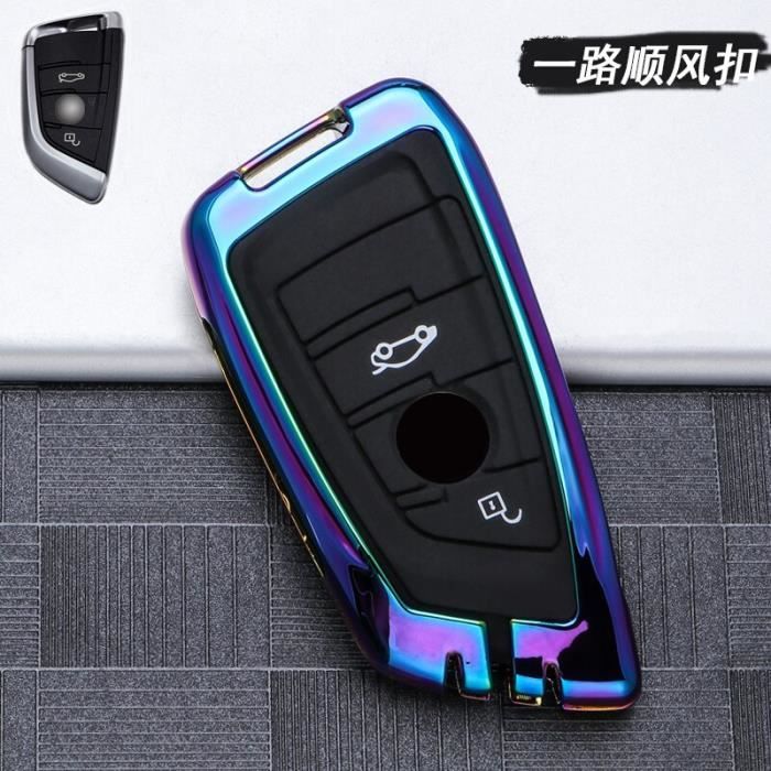Coque clé,Coque de clé de voiture en alliage galvanisé pour Bmw X5, F15, E53, X1, F48, X3, E83, X4, G30 - Type 3 key Rainbow shell