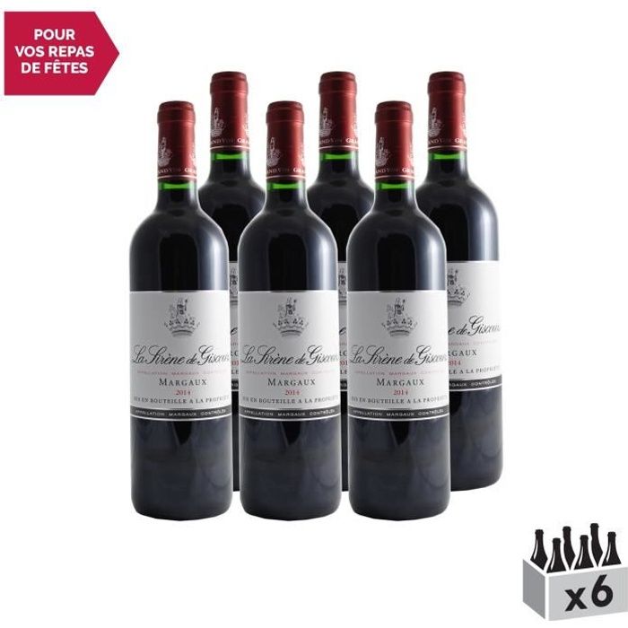 Château Giscours Cuvée la Sirène Rouge 2014 - Lot de 6x75cl - Appellation AOC Margaux - Vin Rouge de Bordeaux - Cépages Merlot,