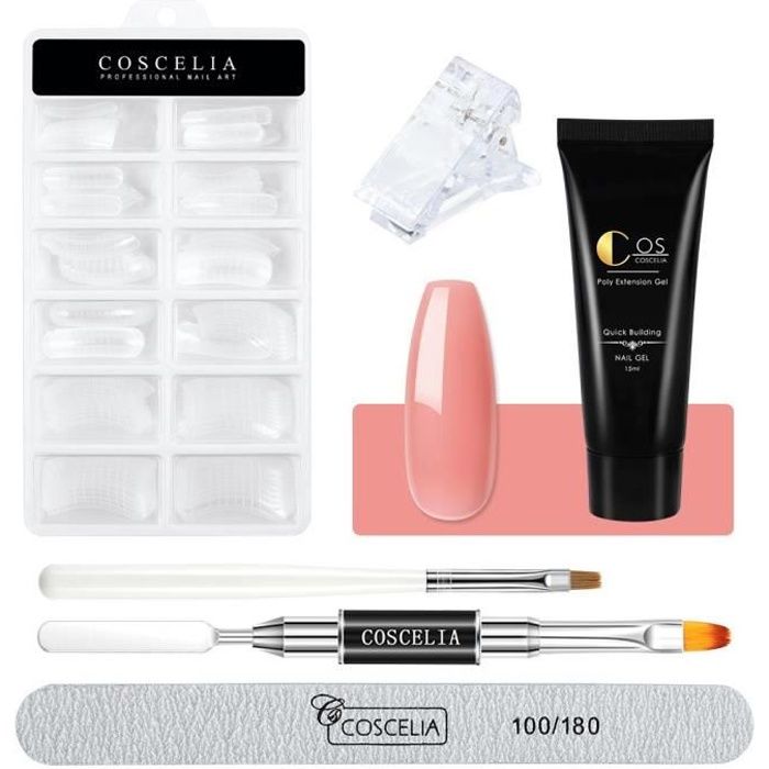 Coscelia Kit Poly UV Gel Extension Construction Gel Faux Ongle Moule Manucure Quick Building Brosse Limes Nail Art Set