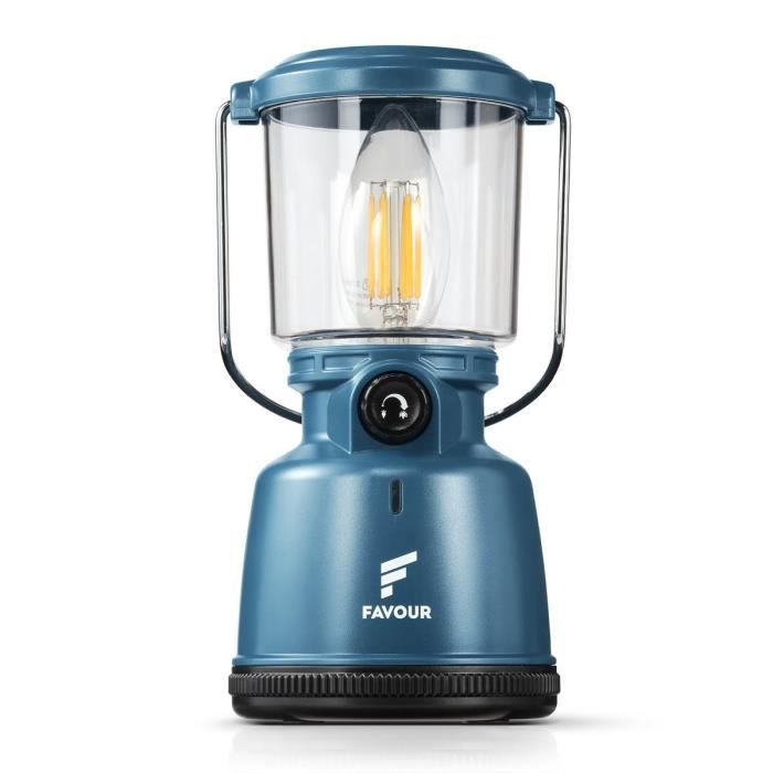 Favour Lampe Torche L0818 Retro LED Filament IP64 Étanche, Lampe LED Portable, Lampe Camping Batterie Rechargeable