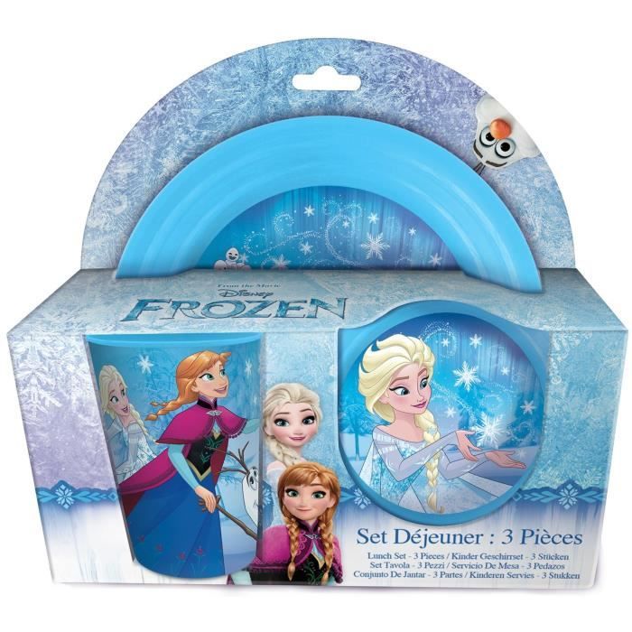 LA REINE DES NEIGES Set Déjeuner Plastique 3 Pièces