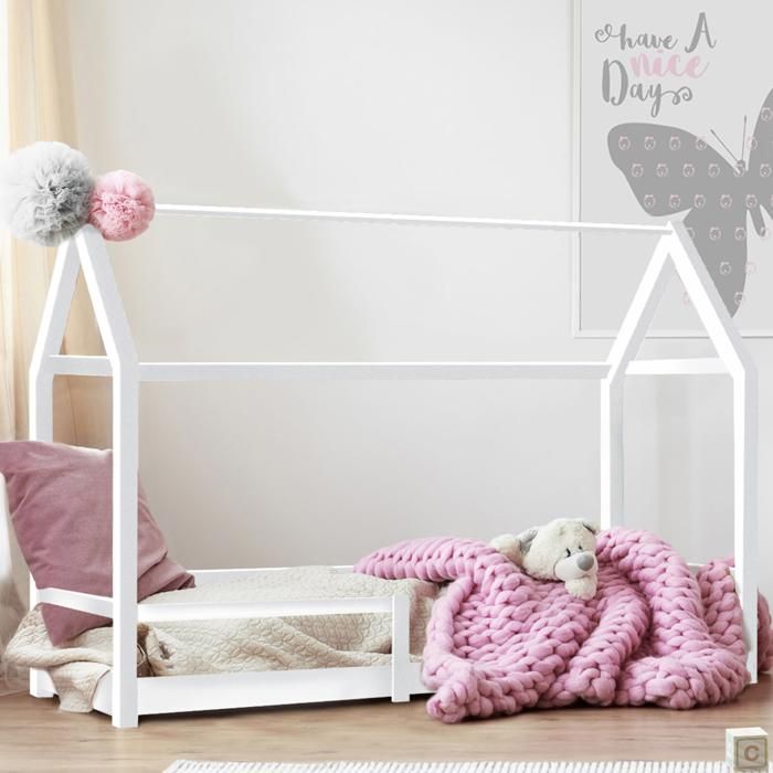 Lit cabane 90x190cm NESSI blanc