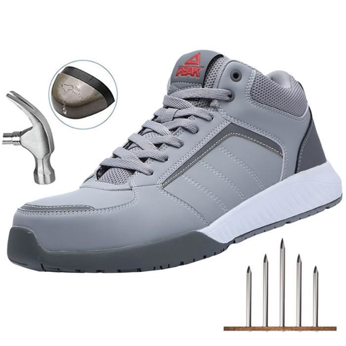 PEAK Chaussure de Securité Homme Legere, Embout en Acier Chaussure Respirant Basket Securité Réfléchissant Chaussure de Travail Bott