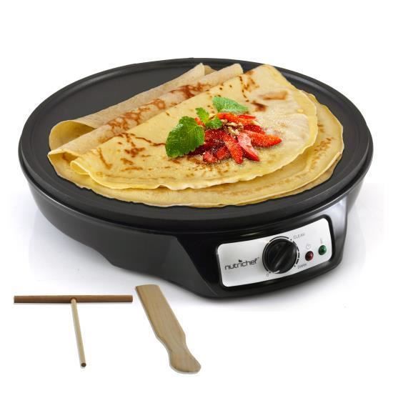 NutriChef Crêpière et Grille Electrique NutriChef de 1200 Watts - Plaque de Cuisson Chauffante Antiadhésive 30 cm - Contrôle de