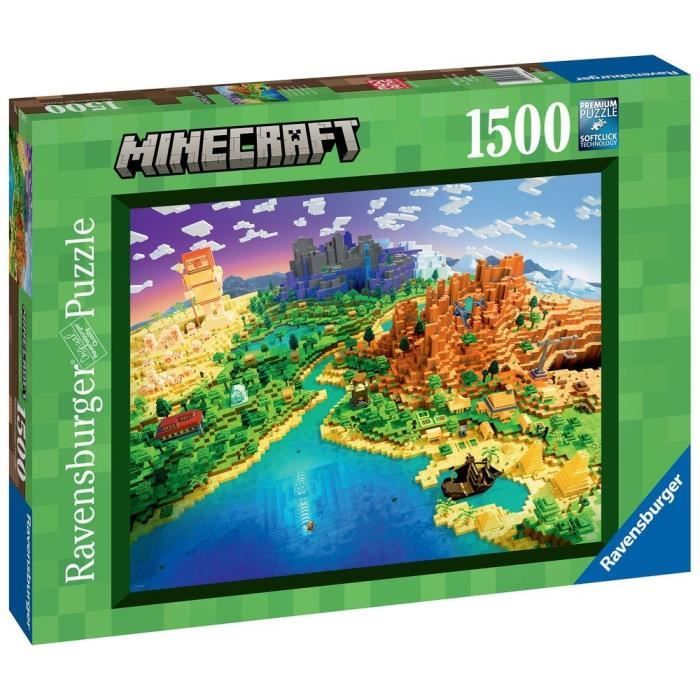 MINECRAFT - Puzzle 1500 pièces Monde Minecraft - Ravensburger