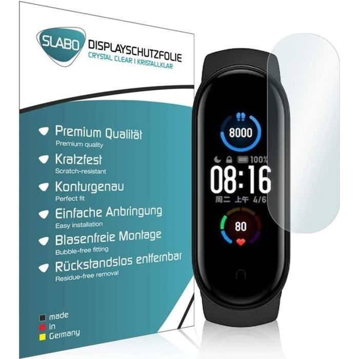 4 x Slabo Film de protection d'écran Xiaomi Mi Band 5 Ultra Clair