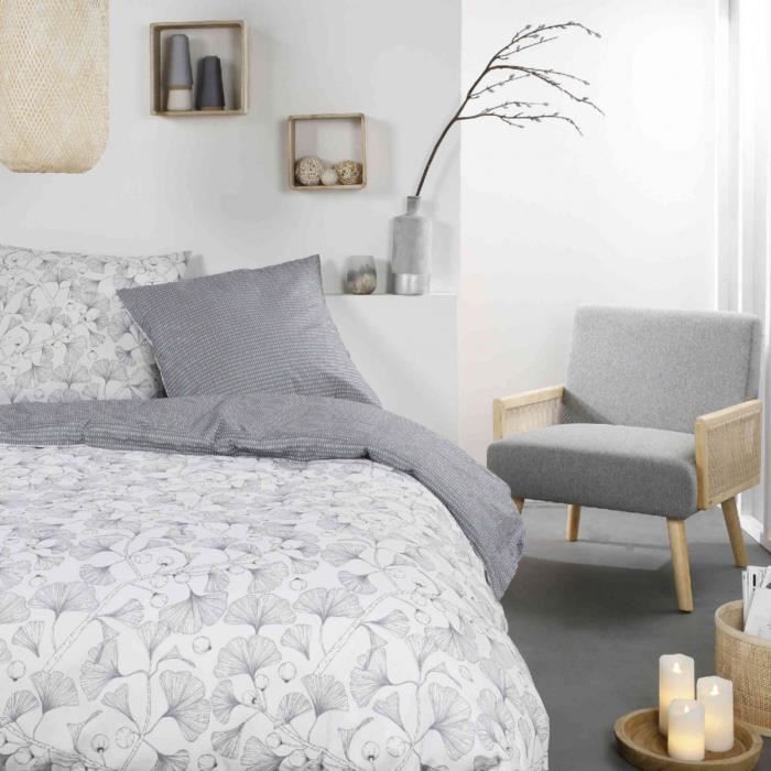 Parure de lit Mawira 2.12 imprimé blanc floral 240x220 cm - Blanc - Today
