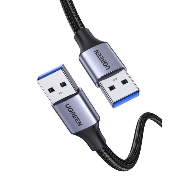 UGREEN Câble USB 3.0 Type A Mâle vers Mâle en Nylon Tressé, 0.5M