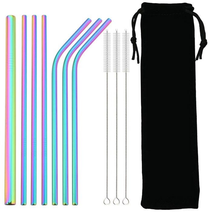 Cokeesun Lot de 6 pailles en verre réutilisables - 20 cm - Multicolore