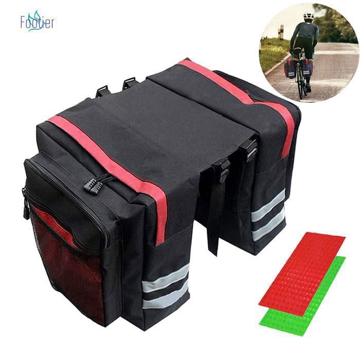 FOOTRI Sac de Vélo, Sac Velo Porte Bagage, Sac Velo Arriere, Sac Velo Porte Bagage Arriere, Étanche Double Sac Vélo ArriÈRe,Rouge