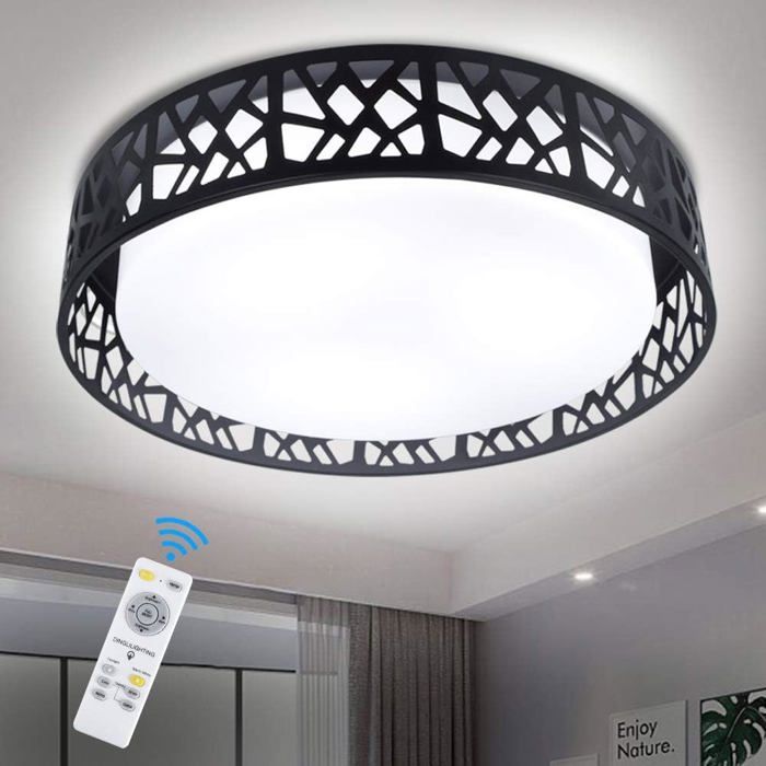 Plafonnier LED à intensité variable avec télécommande noir 35 W pour ...
