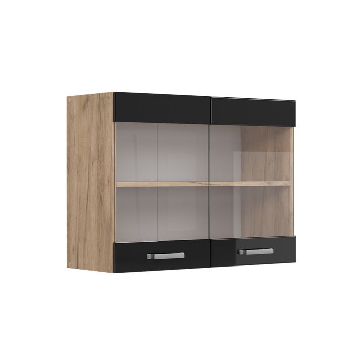 Armoire en verre R-Line 80cm Noir Haute brillance/Chêne de force doré Vicco 41114 Armoire en verre R-Line 80cm Noir Haute brillance/Chêne de force doré Vicco 41114