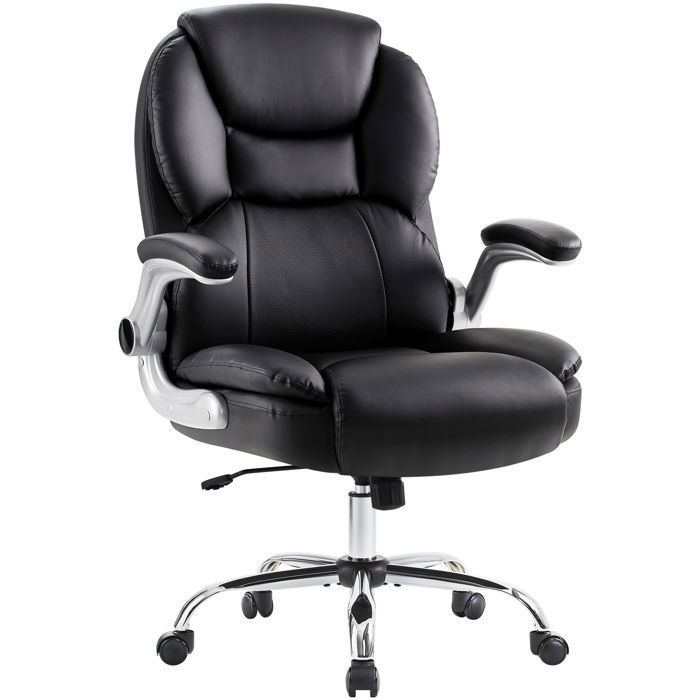 IWMH Chaise de Bureau Ergonomique Fauteuil Bureau avec Accoudoir Rabattable