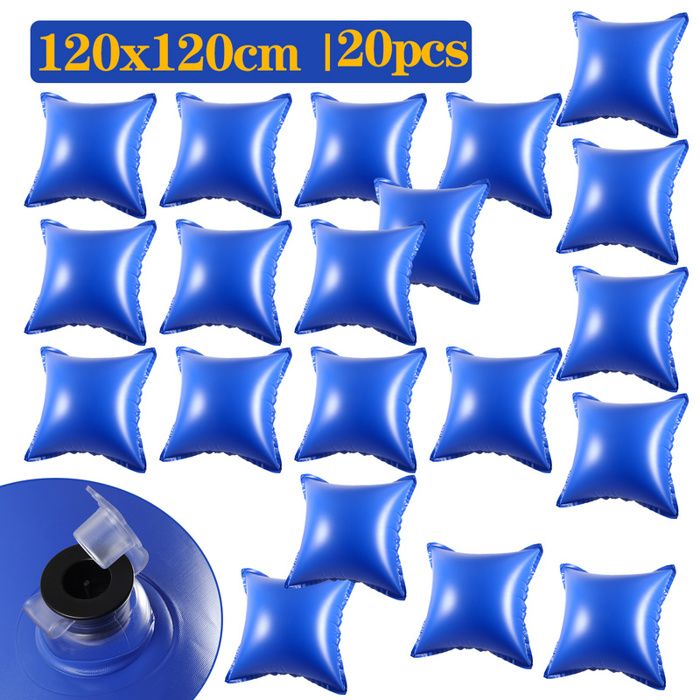 Coussin D'hivernage Pour Piscine Hors-sol 120x120 Cm – PVC Résistant, Gonflable, Avec Corde, égalisateur De Pression Glace Accessoire Piscine Hivernage Bleu
