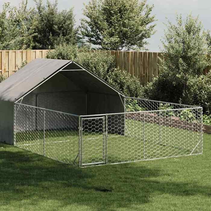 Vidaxl Niche dextérieur pour chien enclos 6x3x1 9 m acier galvanisé cage de chien dextérieur grande cage de chien niche