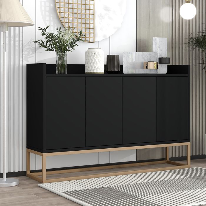 Buffet Cuisine TIMORWTF 120x30x80 Cm - 4 Portes, étagères Réglables, Blanc, Rangement Moderne Pour Salon Ou Salle à Manger - 13