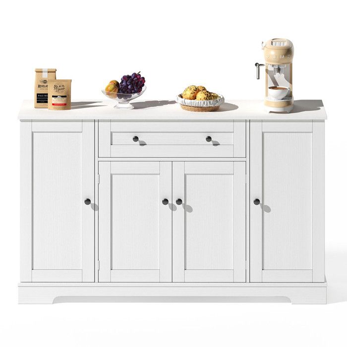 Armoire de Cuisine Multifonctionnel Buffet Salle à Manger avec Tiroir et 4 Portes Étagère Réglable Espace de