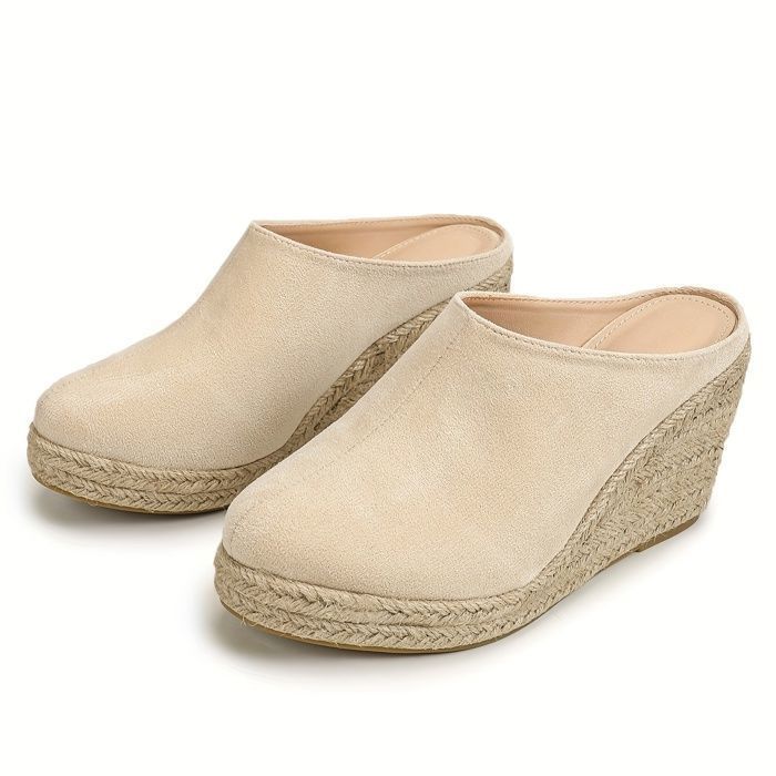 Sandales Espadrilles à Talon Compensé pour Femme, Confortables à Bout ...