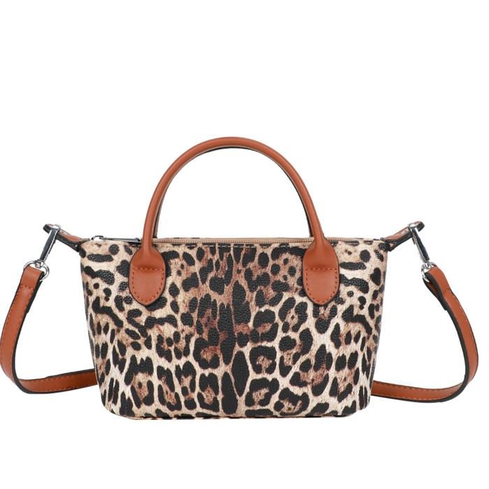 Sac à Main à Motif Léopard pour Femme avec Bandoulière Amovible Gallantry Léopard Marron