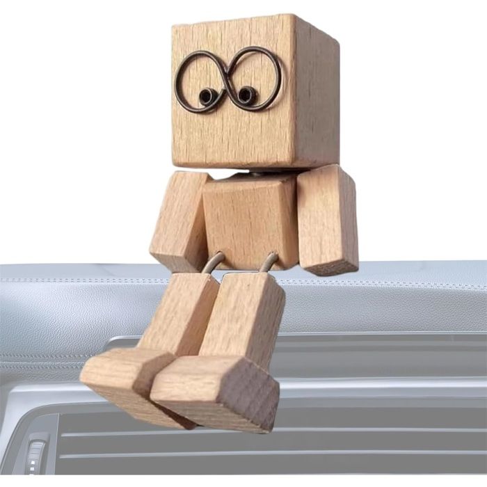 Generisch Figurine en bois vacillante - Décoration de véhicule faite à la main - Décoration de bureau - Accessoires de voiture pour SUV, berline, dortoir, hôtel, salon, chambre à coucher