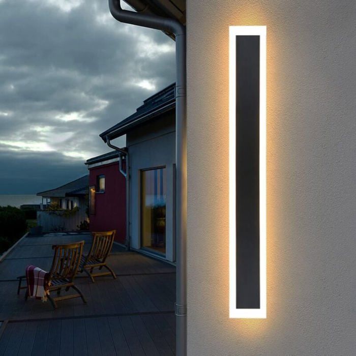 Applique Murale LED Exterieur - Eclairage Mural IP65 Etanche 50CM Noir Lampe Extérieure Moderne 3000K Acrylique 21W Intérieur Label