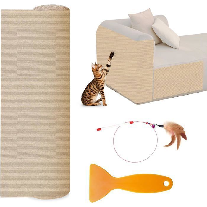 Tapis Griffoir Auto-adhésif Pour Chat 200x40cm - Protection Canapé, Meubles, Murs Contre Les Griffures